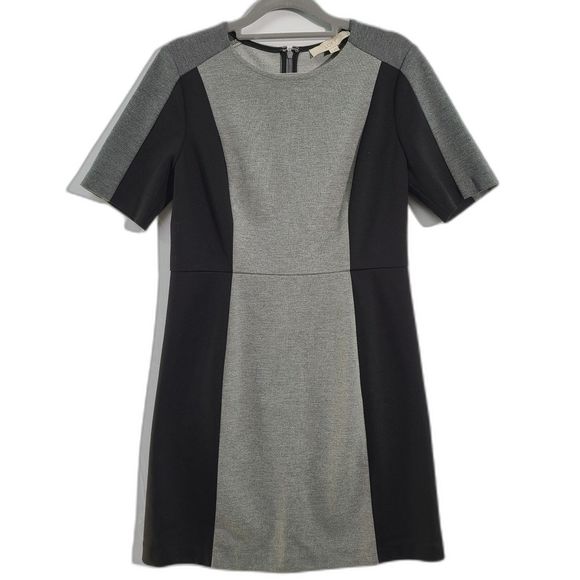 Ann Taylor Loft Petites Gray & Black Color Block Dress Short Sleeves Stretch 2P - Picture 1 of 7